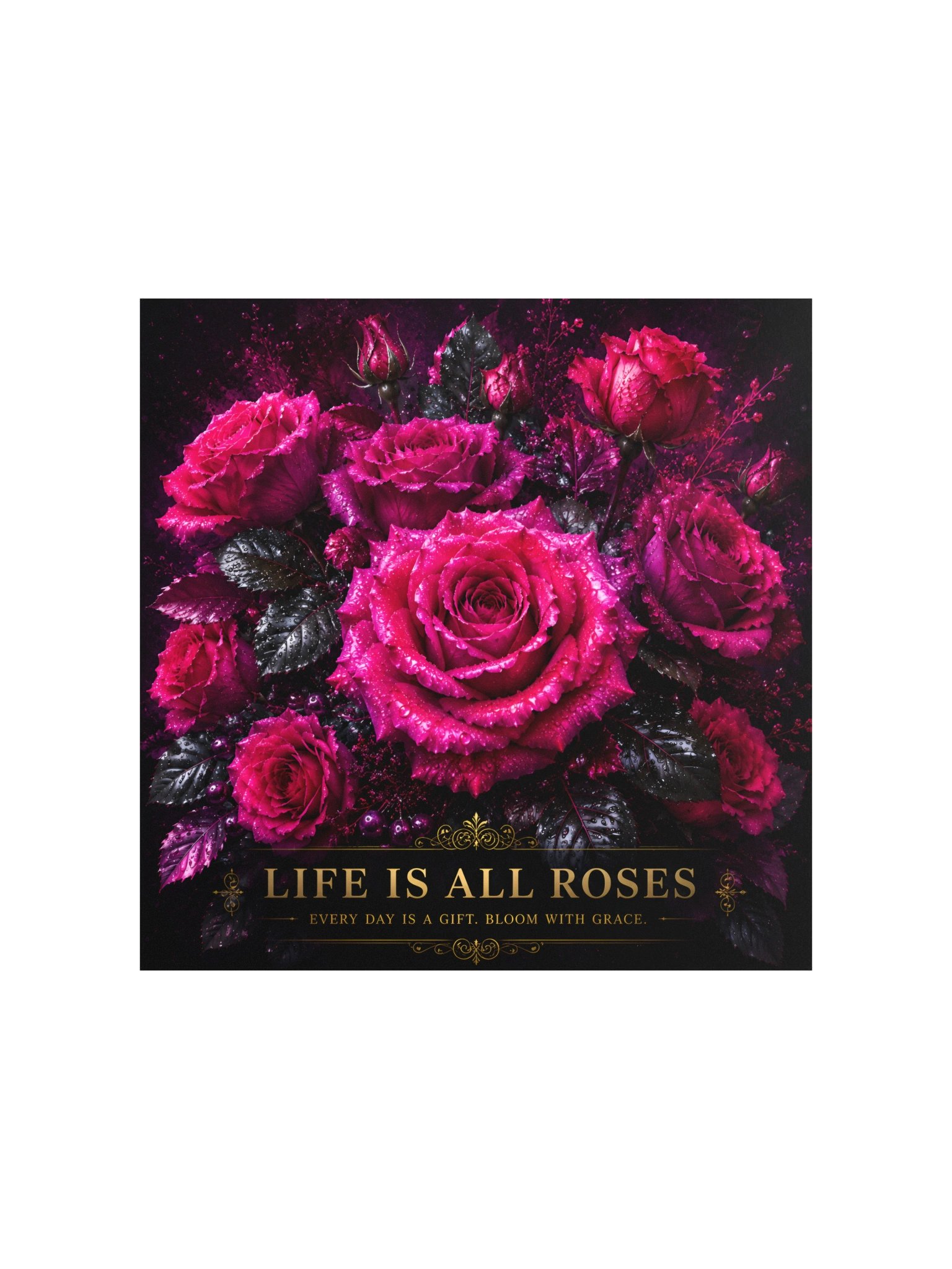 Hot Pink Roses Wall Art, Life Is All Roses, Magenta Floral Poster, Luxury Pink Room Decor product image (2)