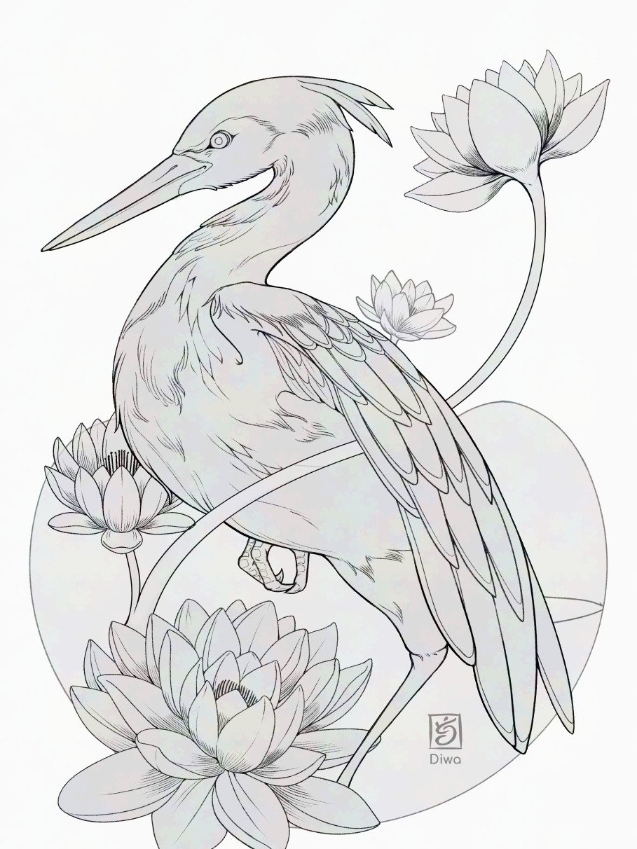 The Heron and Lotus Flowers product image (2)