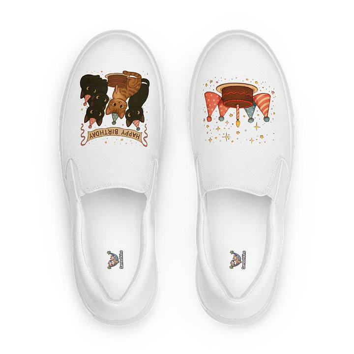 Cat brigade birthday Women's Slip-On Canvas Shoes product image (1)