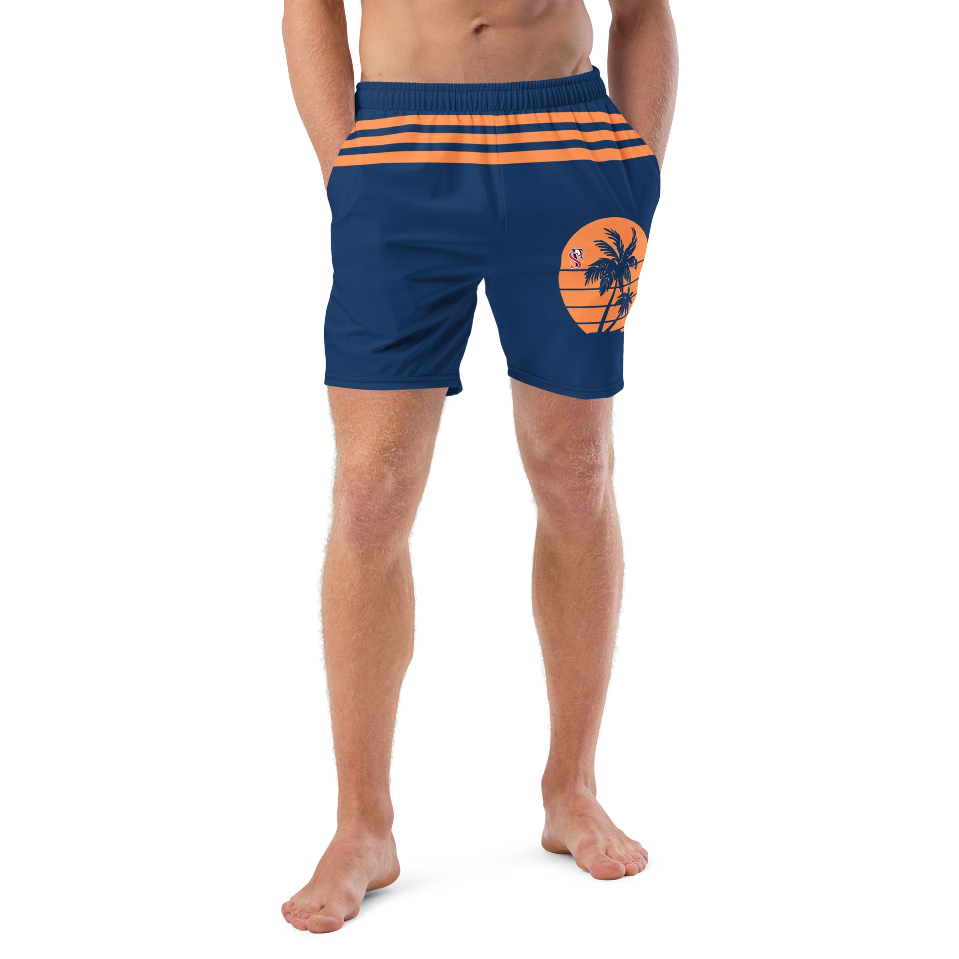 Tropical Sunset Silhouette Swim Trunks product image (4)
