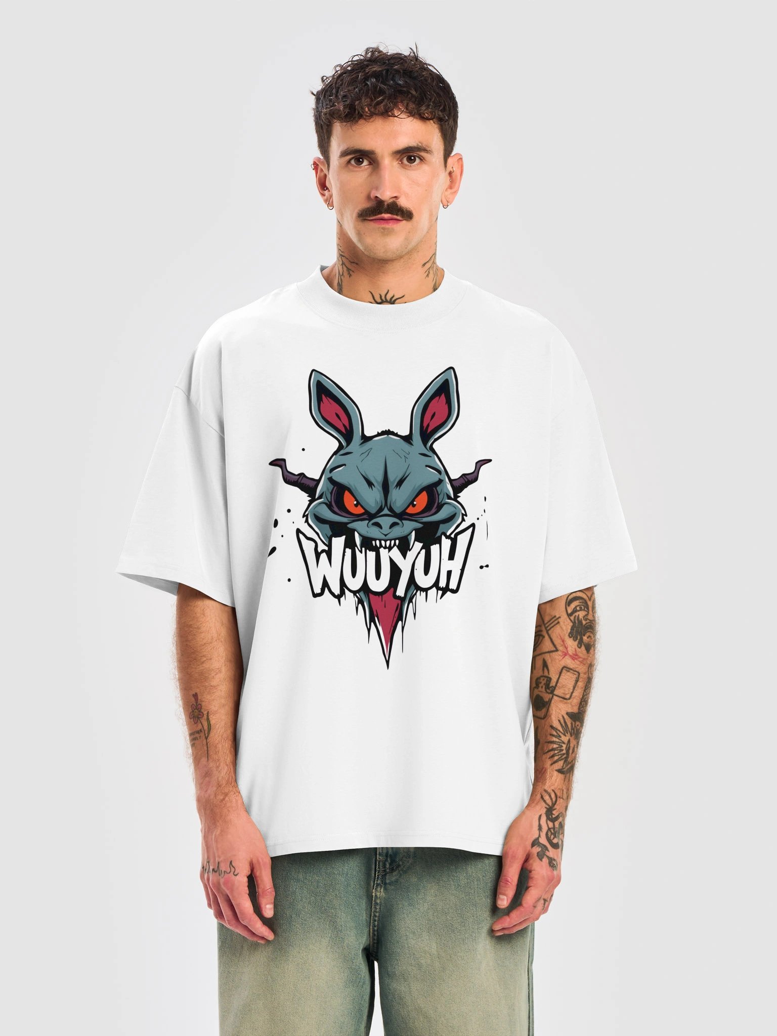 WUUYUH Red, White, and Blue Oversized T-shirt product image (5)