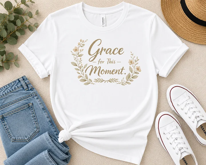 Grace for This Moment Shirt, Christian Mom Tee, Minimalist Faith T-Shirt, Soft Botanical Christian Graphic Tee for Women product image (71)