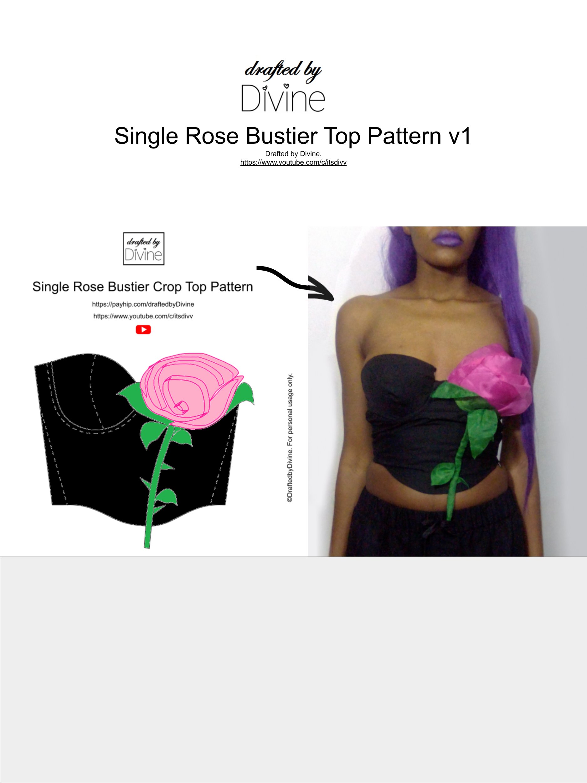 Single Rose Bustier Top Pattern product image (1)