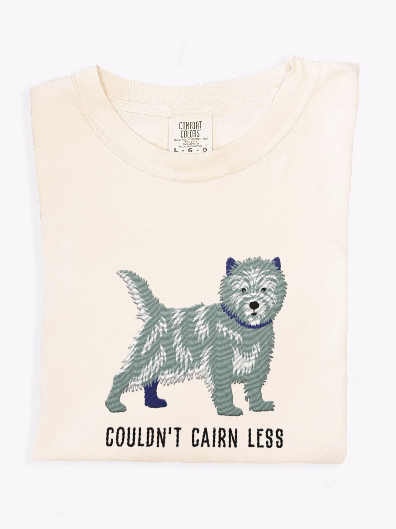 Couldn't Cairn Less T-Shirt(Embroidered) of a Cairn Terrier(Blue Brindle) product image (1)