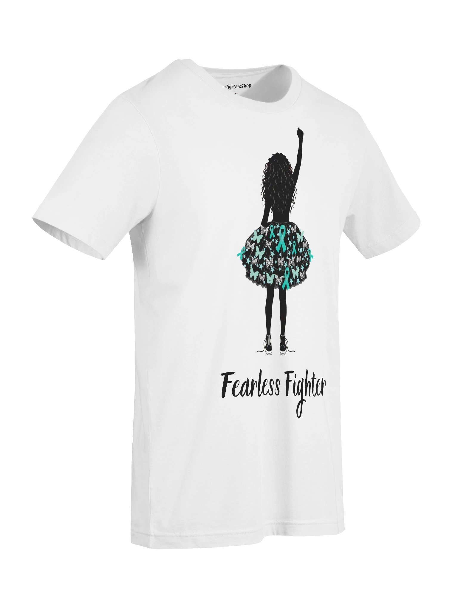 Ovarian Cancer - Fearless Fighter Unisex T-Shirt [white] product image (3)