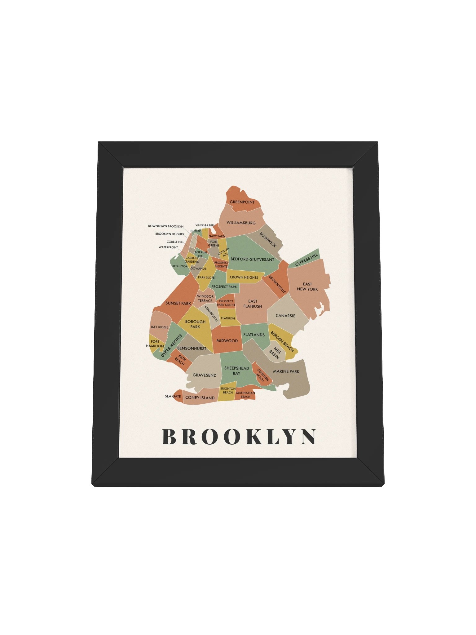 Brooklyn Neighborhood Map (Earth) | Framed product image (1)
