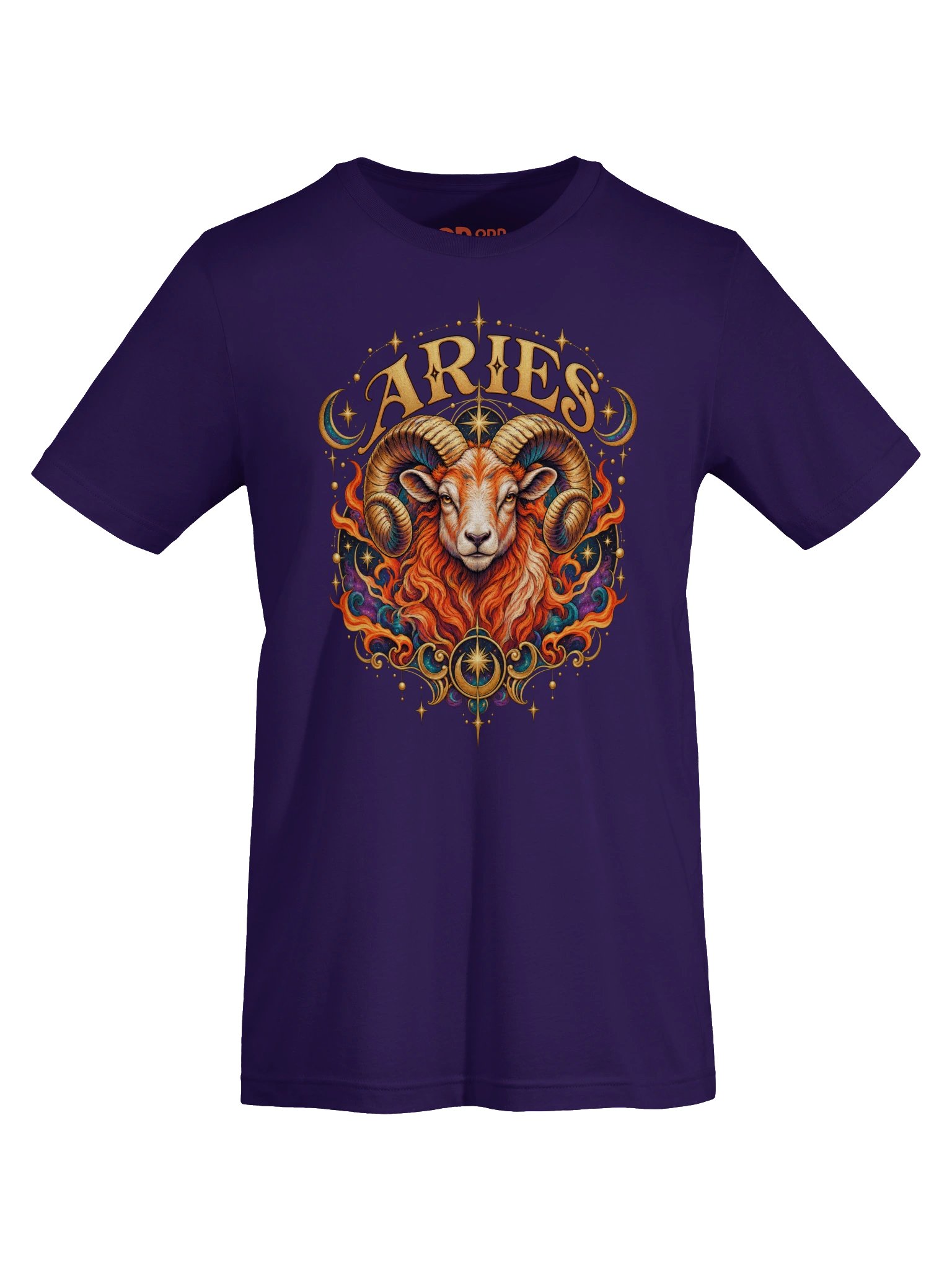 Aries Zodiac T-Shirt With Fiery Ram and Celestial Stars product image (7)