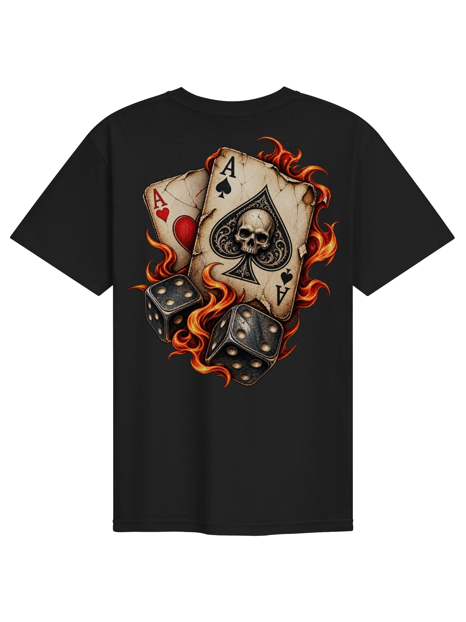 Flame Cards & Dice Graphic Tee | Gothic Gambling Streetwear Shirt product image (3)