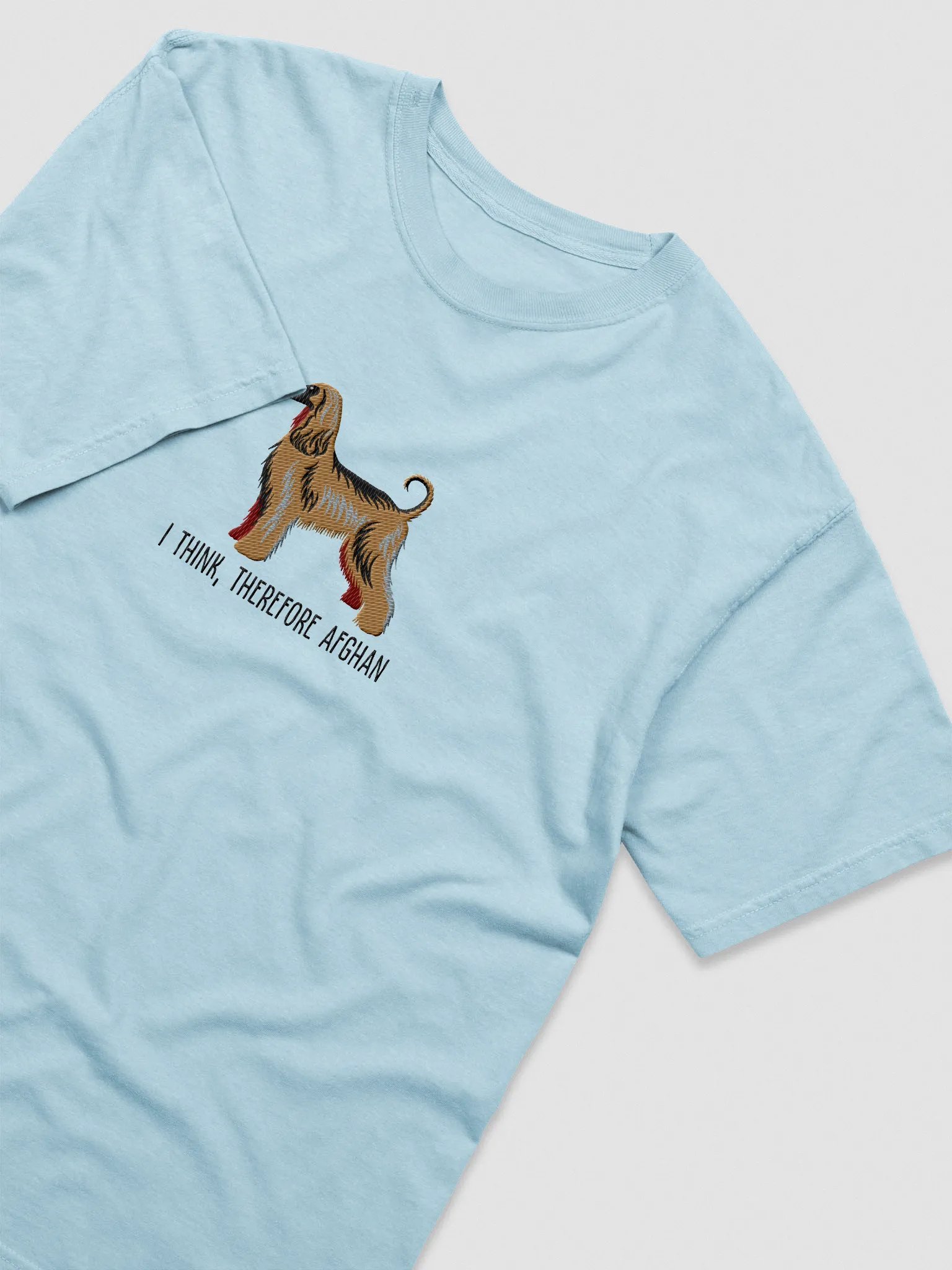 I Think, Therefore Afghan T-Shirt(Embroidered) of an Afghan Hound(Black Mask) product image (6)