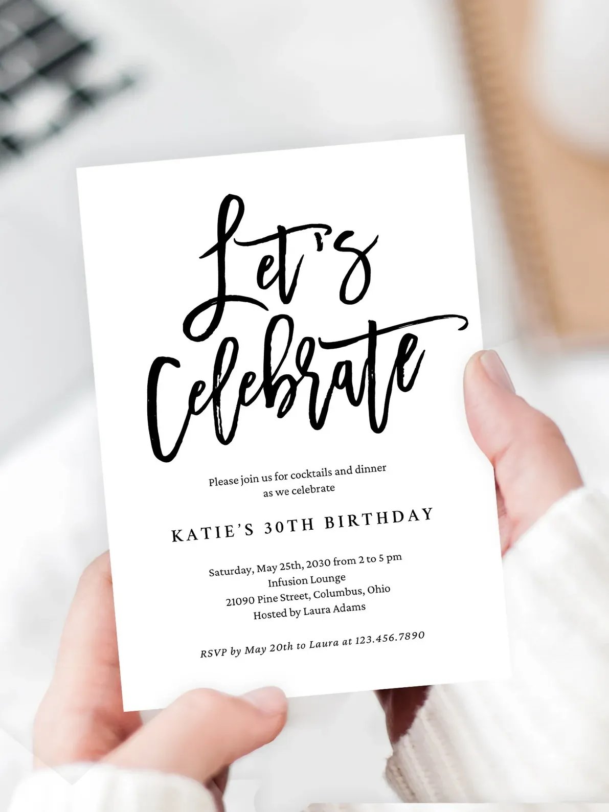 Brushed Charm Let's Celebrate Party Invitation Canva Template BCC product image (1)