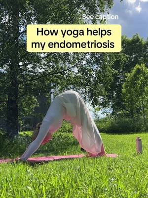 Years ago I would struggle to walk, to dance, doing anything really. Even after surgery the pain started coming back, and that’s when I returned to yoga. It helped me so much more than I ever imagined. It wasn’t instant, but slowly and surely it started helping a lot. 1. It helped with the pain, I rarely have it anymore. It did this in two ways:  • Helped me to relieve deep tension I had from years of bracing for pain. Slowly working on these areas helped me get less pain overall, and I notice even if I do get cramps they’re a lot less intense. I recommend yin style yoga for this (I have many videos sharing specific poses<3) • It gave me a lot of tools that helps me to regulate my nervous system. This has resulted in fewer flare ups as stress was one of my main triggers, and it’s easier for me to sit with them and make them less intense, rather than the opposite. 2. It has helped my relationship with my body. I used to hate my body, I found it cruel and felt trapped in it, not letting me live the way I wanted. Through yoga philosophy I’ve learned to meet myself where I am, and to treat my self with kindness. For me that looks like being more mindful of the things I eat, saying no to things that are to taxing for my body, doing more to make sure I get enough sleep and so much more. What your body needs, might not be the same that mine does. But learning how to treat yourself gently and kindly instead of fighting yourself can help a lot.  3. It has helped my relationship with my mind. It’s easy to fall into a dark place with these conditions. It can feel hopeless. It can be way too easy to start blaming yourself for not trying hard enough. Or straight uo gaslighting yourself to think you’re just weak and to suck it up. I know I did. My biggest bully was my own mind. Through yoga I’ve learned that I can let go of these thoughts, and just because I think something it doesn’t mean its true. It has given me tools that help bring me out of my mind and into my body when my mind is a little too loud, a little to critical. 4. It has helped my digestion a lot. This one I don’t hear about that often, maybe something people find a bit embarrassing to talk about, but I don’t soooo. Yeah. Many of us endo girles struggle a lot with digestion, especially with bloating and constipation. Many asanas (poses) do help quite a bit with this, no magic trick ofc, but helping to get things moving. And most of all I’ve finally find a way to move that always feels good to me. I used to love working out, but my endo pretty much took that away from me. After slowly getting into yoga I’m no longer scared to move my body, and no longer have that constant bleh feeling I get from being still all the time. I’ve even been able to start doing pilates and some weight lifting again, which brings me a lot of joy. It has given me the space to work through many of the complicated feelings that come with being chronically ill.  Just to be clear: yoga is not meant to replace medical help, but can be a good assist. I’m also not claiming it works for everyone, we’re all so different, but it can be worth exploring. If you want to explore it make sure to not sign up to some random intense work out style yoga (unless you know your body is okay with that). I recommend exploring the calmer styles first: yin, nidra, traditional hatha. And give it time, it took a few months before I started noticing an effect, and I’d say atleast 2 times a week. (But ifc anything is better than nothing). Doesn’t have to be a full class, but ideally atleast 25 minutes. And don’t underestimate the philosophy aspect of it too, that has helped me sososo much. Yoga is one of several tools that can help with endometriosis, but you have not failed if it wasn’t the right one for you🫂 #yoga #endoyoga #endometriosis #womenshealth #chronicillness 