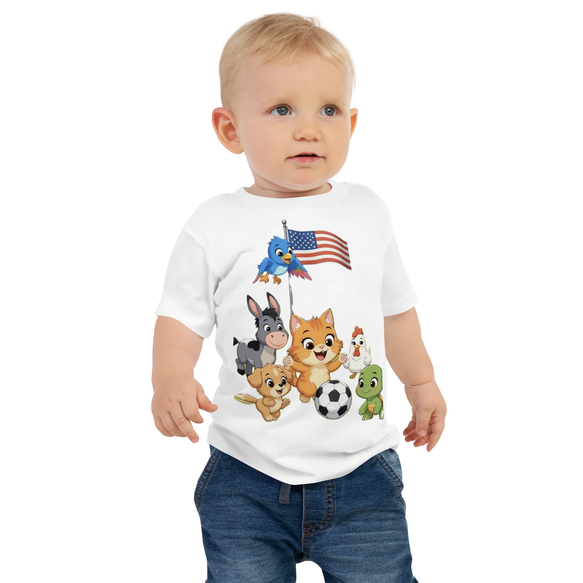 Farm Animal Soccer American Flag Baby Tee product image (1)