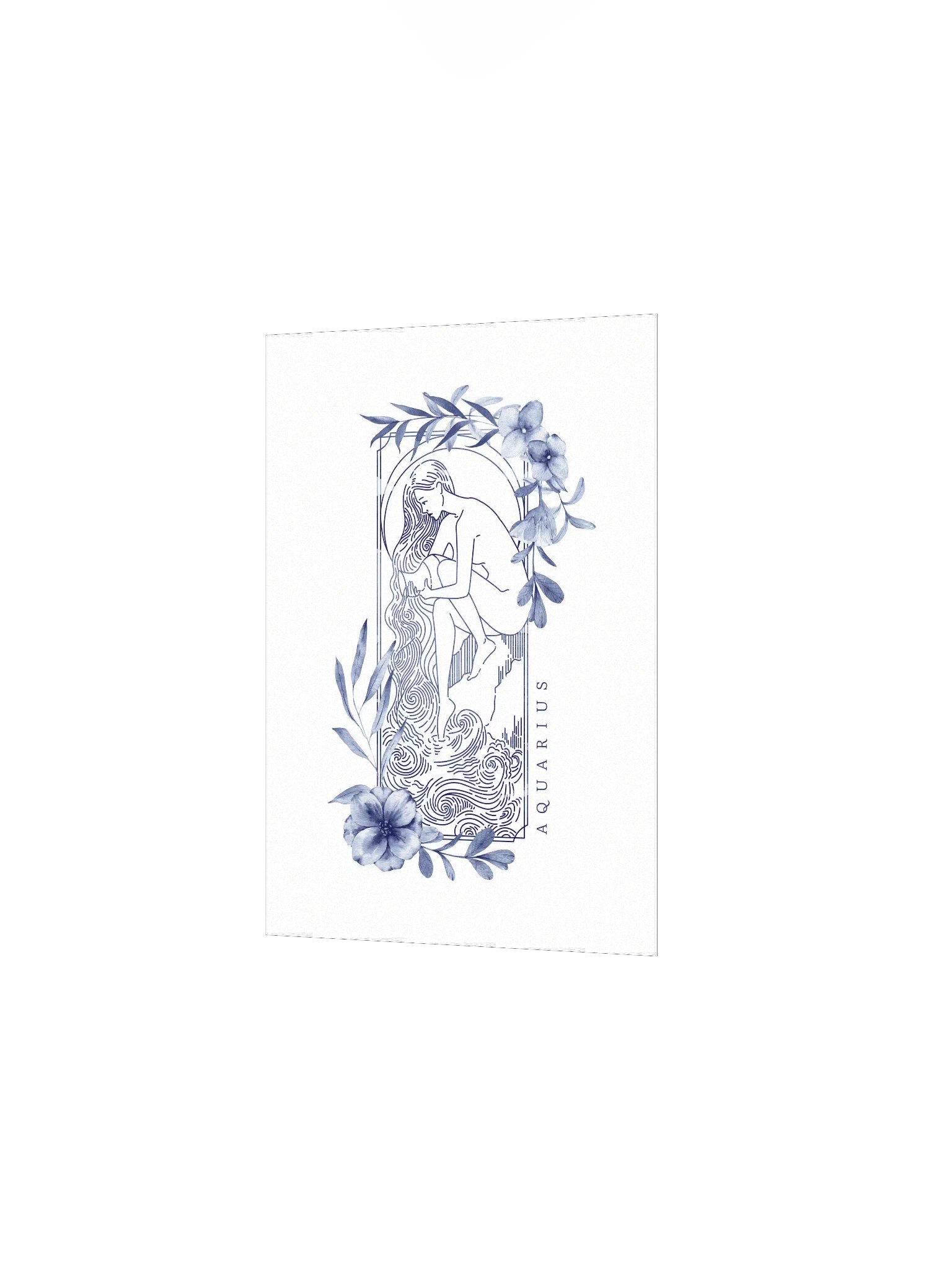 Aquarius Blue Line Art Zodiac Print product image (4)
