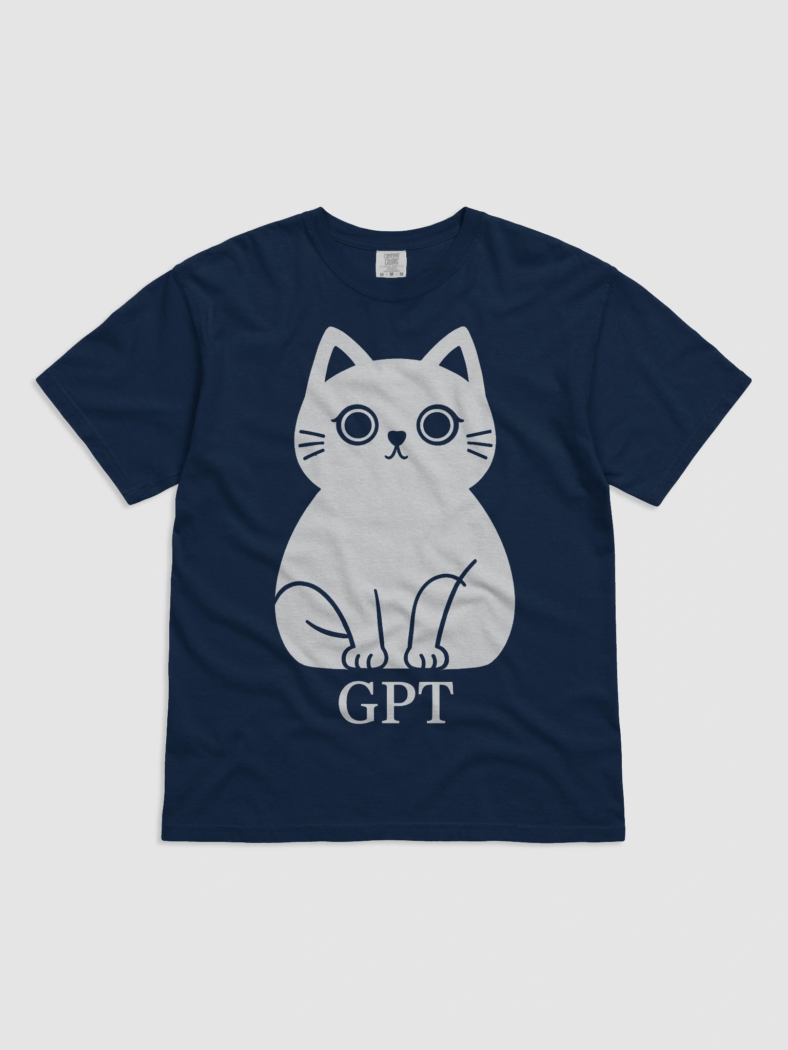 Whiskered Comfort: Cartoon Cat Silhouette T-Shirt product image (3)