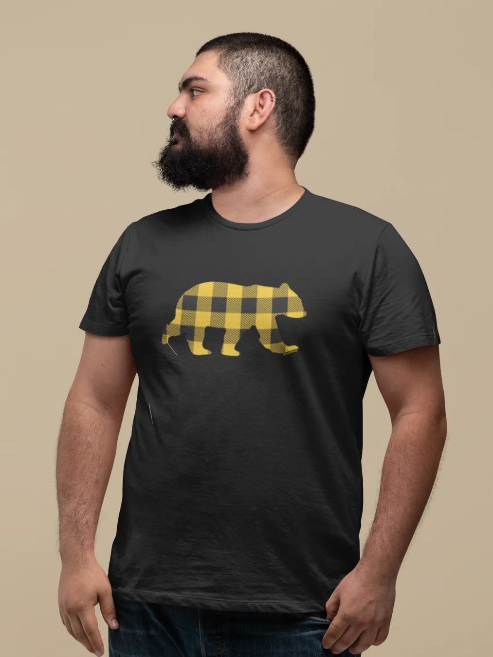 Yellow Buffalo Check Bear T-Shirt product image (3)