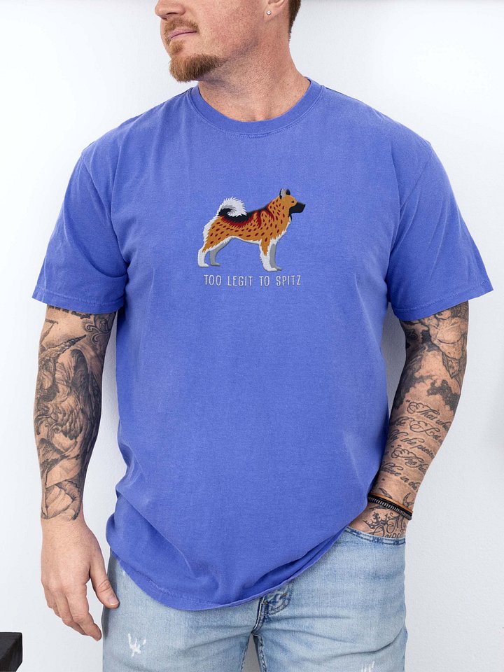 Too Legit to Spitz T-Shirt(Embroidered) of a Norwegian Elkhound(Brown) product image (2)