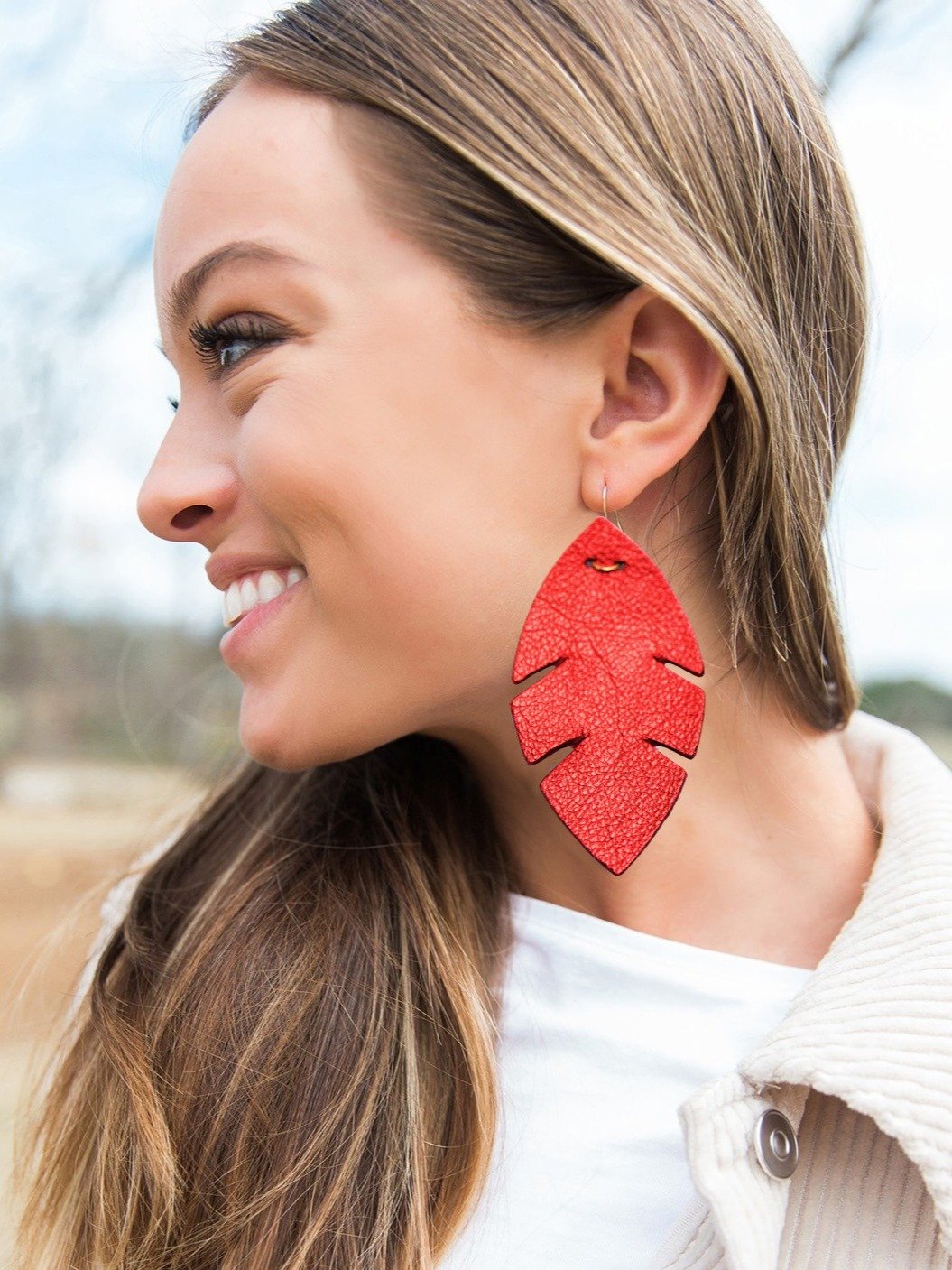 Red Palm Leather Earrings product image (1)