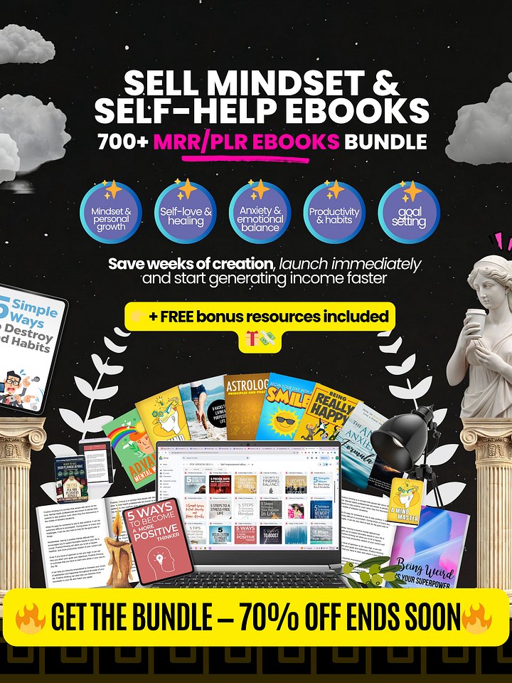 Self Improvement Bundle 750 Digital Books With Resell Rights product image (1)