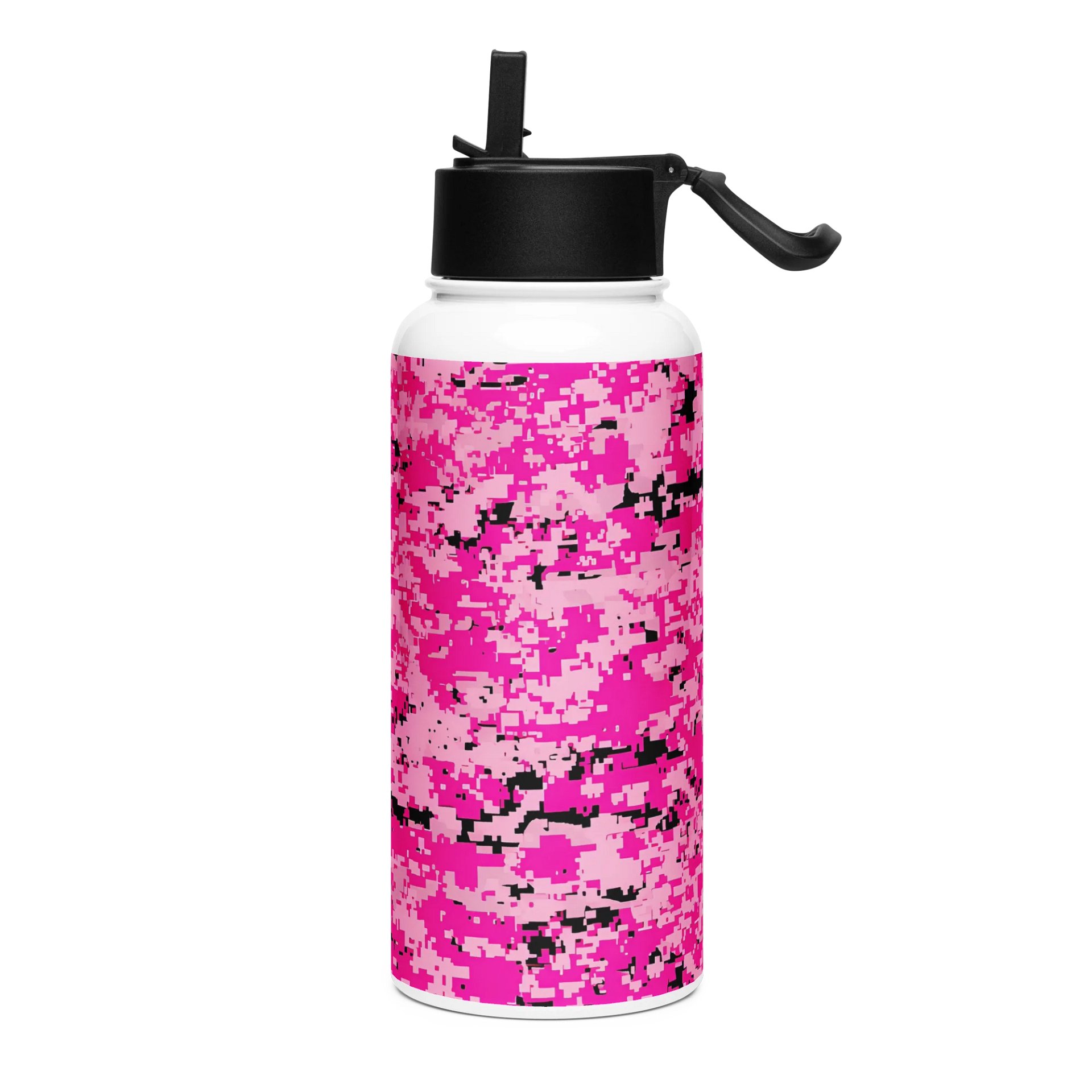 Pink Pixel Camo Stainless Steel Water Bottle product image (3)