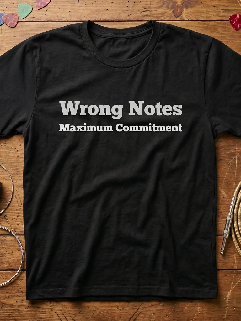 Wrong Notes. Maximum Commitment. Guitar T-Shirt product image (1)