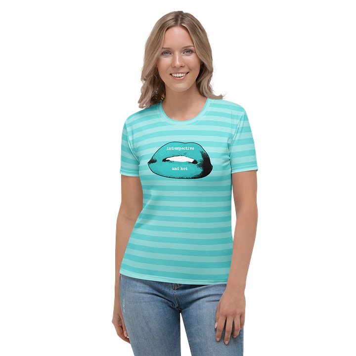 Turquoise Stripped Lips Designer Tee product image (1)