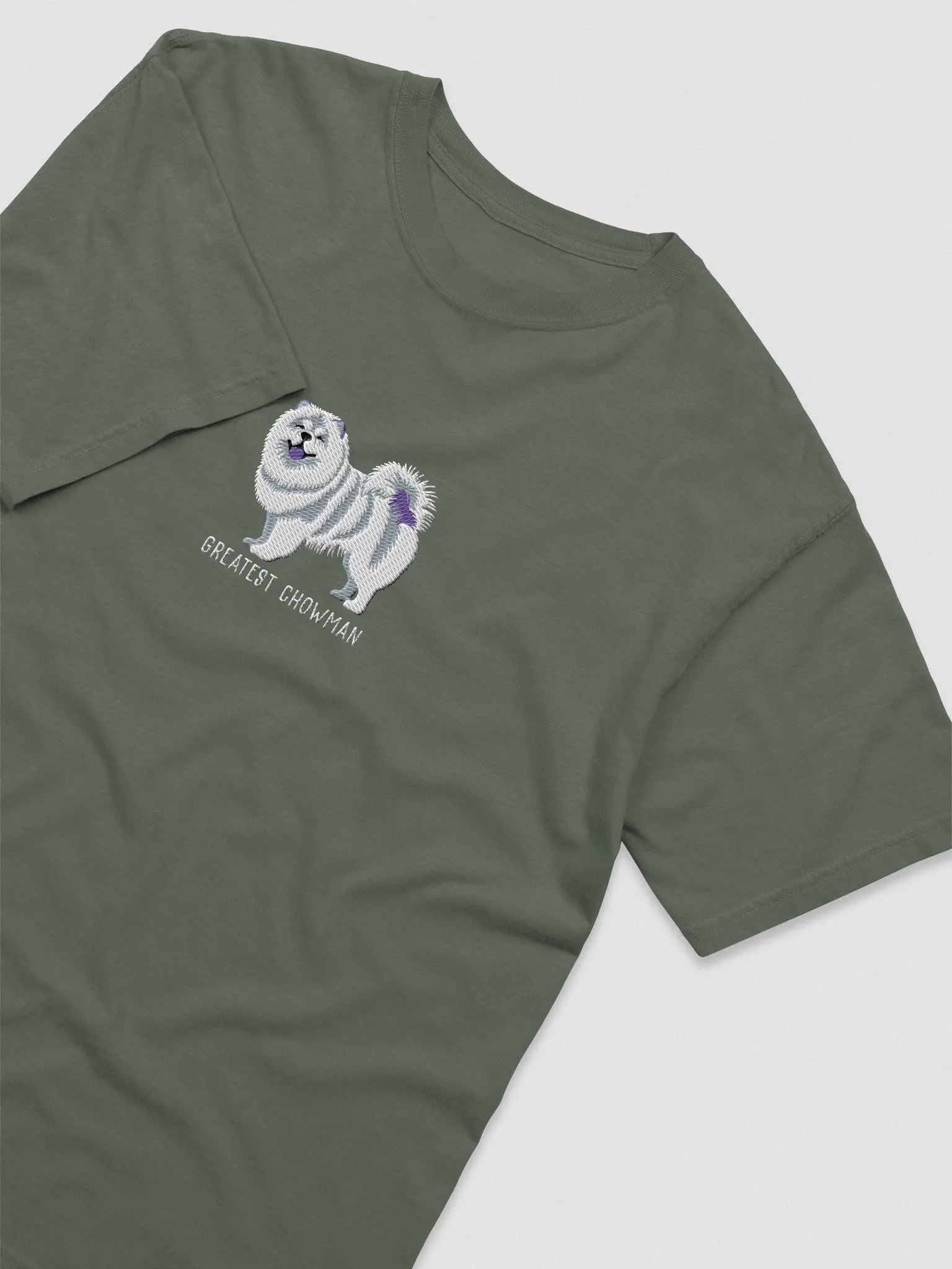 Greatest Chowman T-Shirt(Embroidered) of a Chow Chow(White) product image (6)