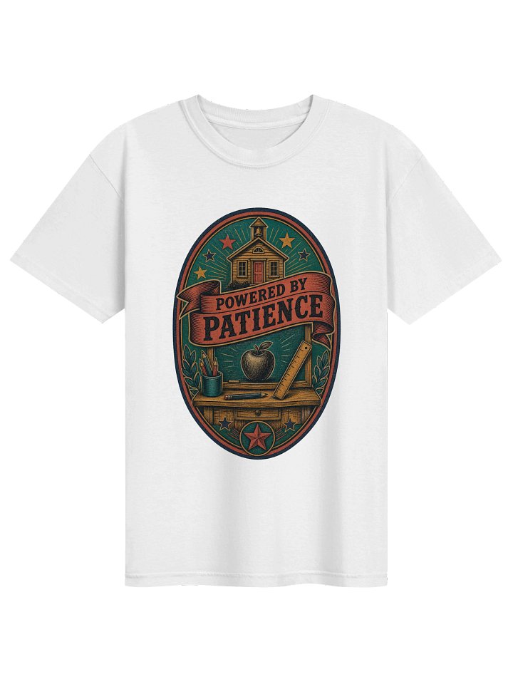 Powered by Patience Teacher T-Shirt – Funny Teacher Shirt, Teacher Appreciation Gift product image (1)