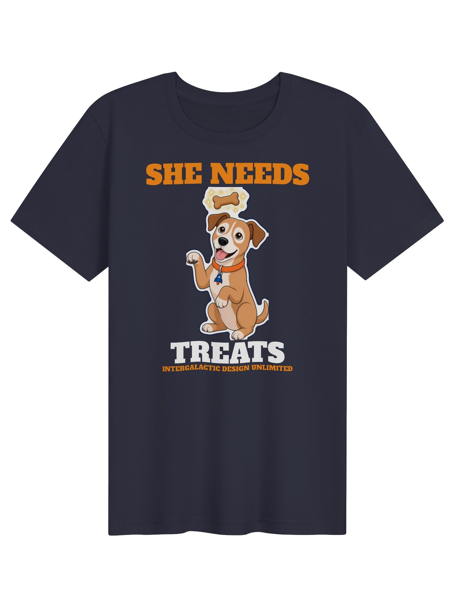 Lucy: She Needs Treats Dog Tee (Navy) product image (1)