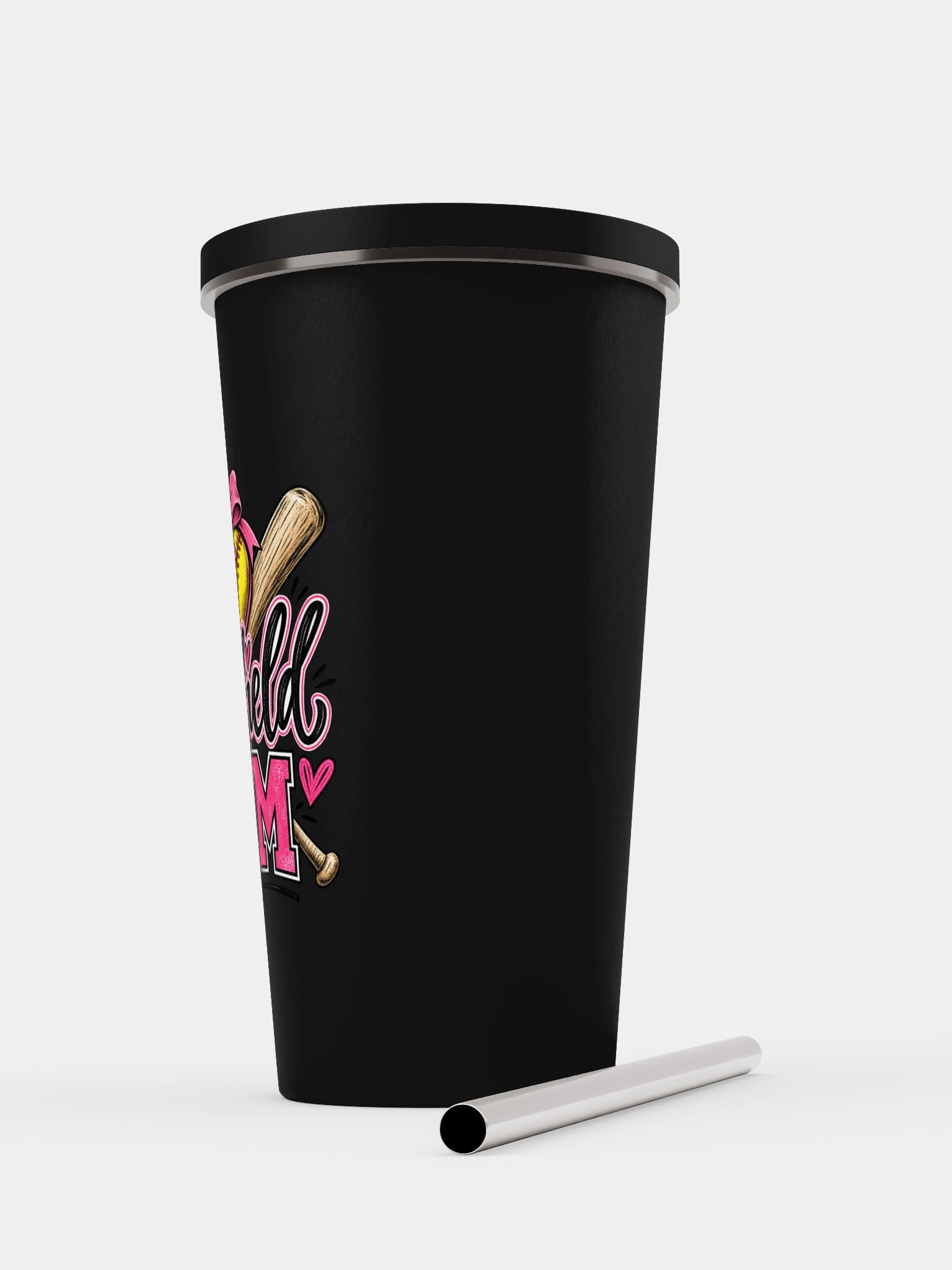 Ballfield Mom Baseball & Softball Bow Tumbler | Cup with Straw product image (5)