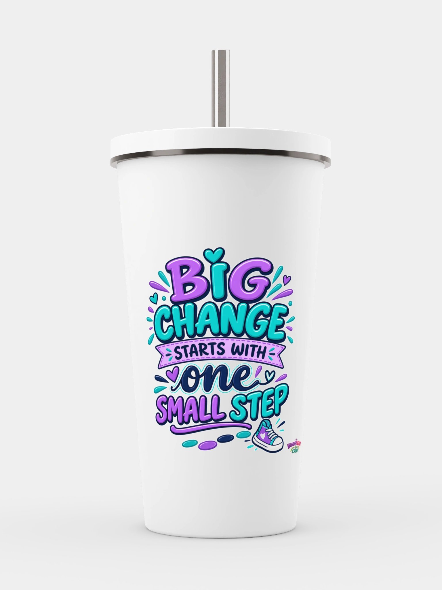 Stainless Steel Insulated Inspirational Tumbler with a Straw - Big Change Starts with One Small Step product image (4)