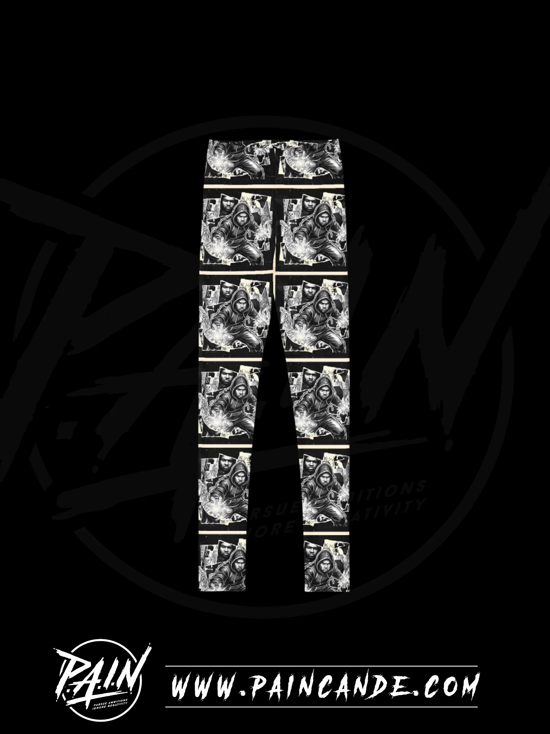 Black-and-White Hooded Flame Collage Youth Leggings product image (1)