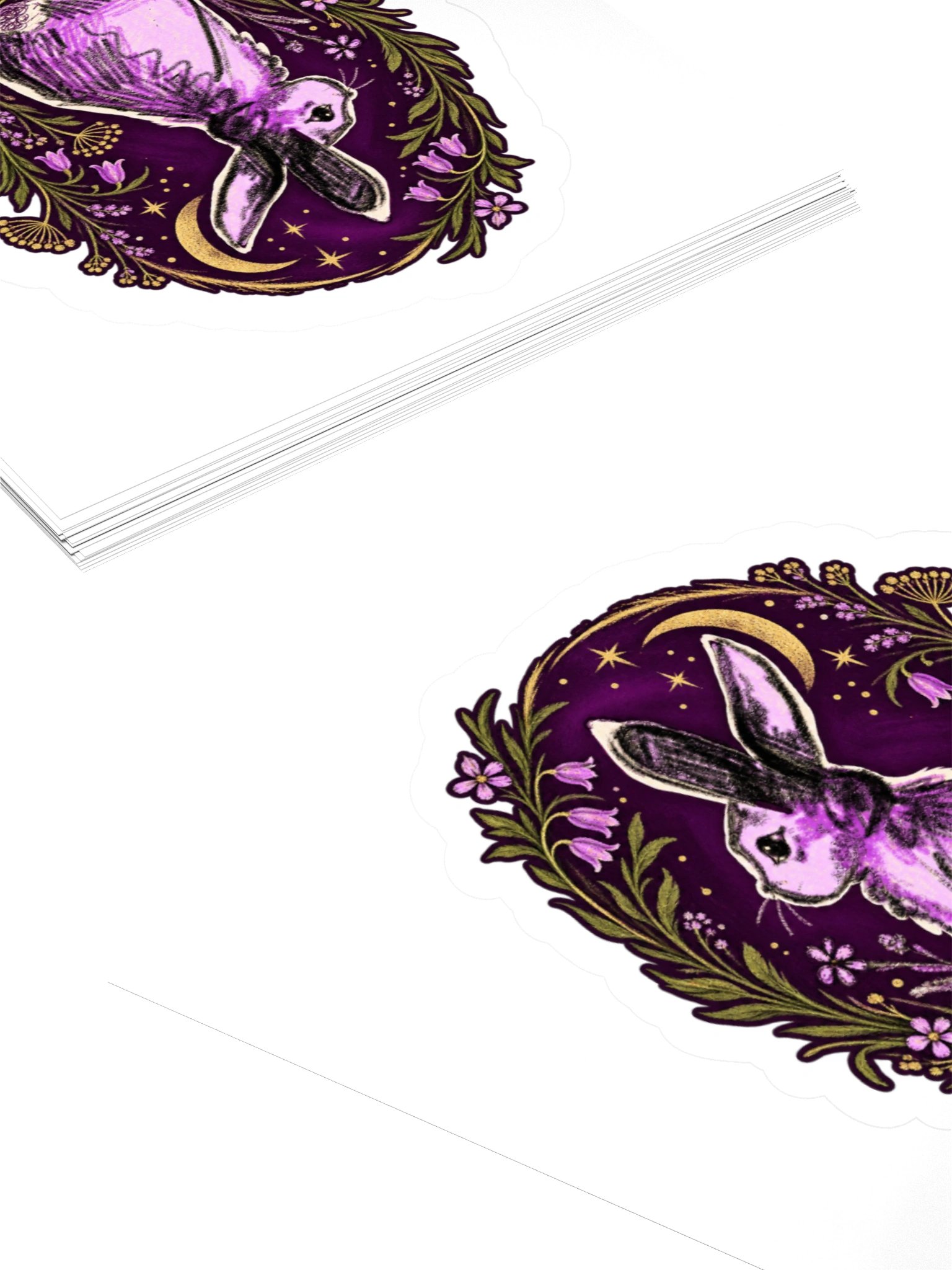 Moonlit Rabbit Floral Kiss Cut Sticker product image (10)