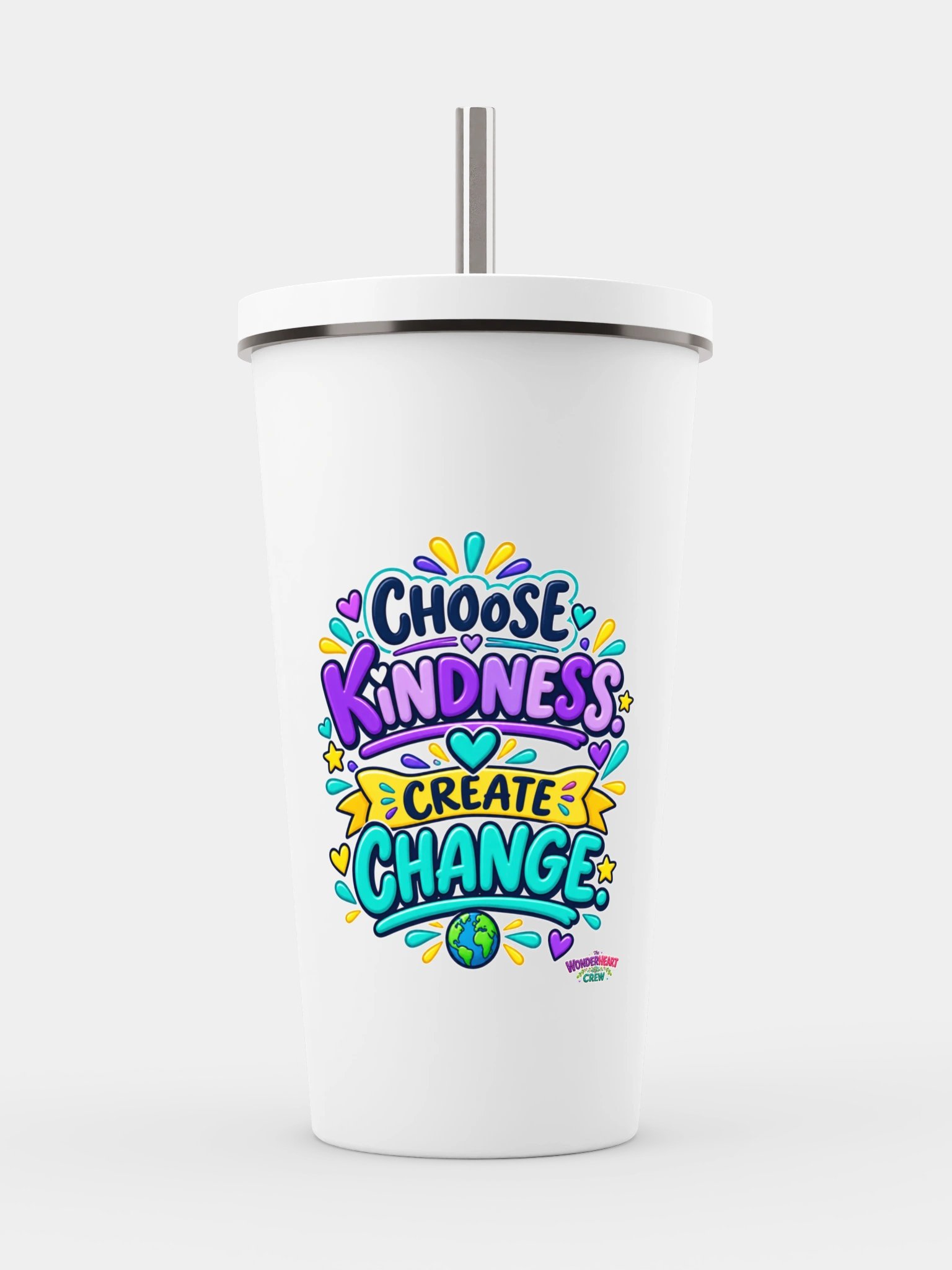 Stainless Steel Insulated Inspirational Tumbler with a Straw - Choose Kindness. Create Change. product image (1)
