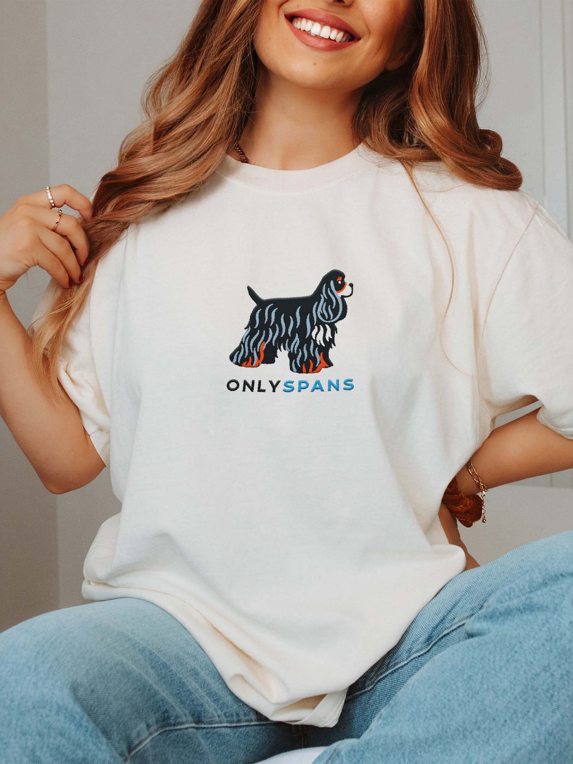 Only Spans T-Shirt(Embroidered) of an American Cocker Spaniel(Tricolor) product image (2)