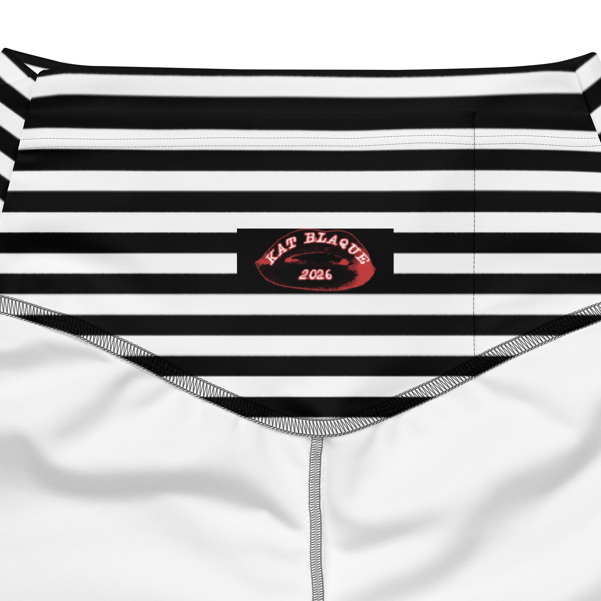 White and Blaque Stripped Kat Skull Flares product image (6)