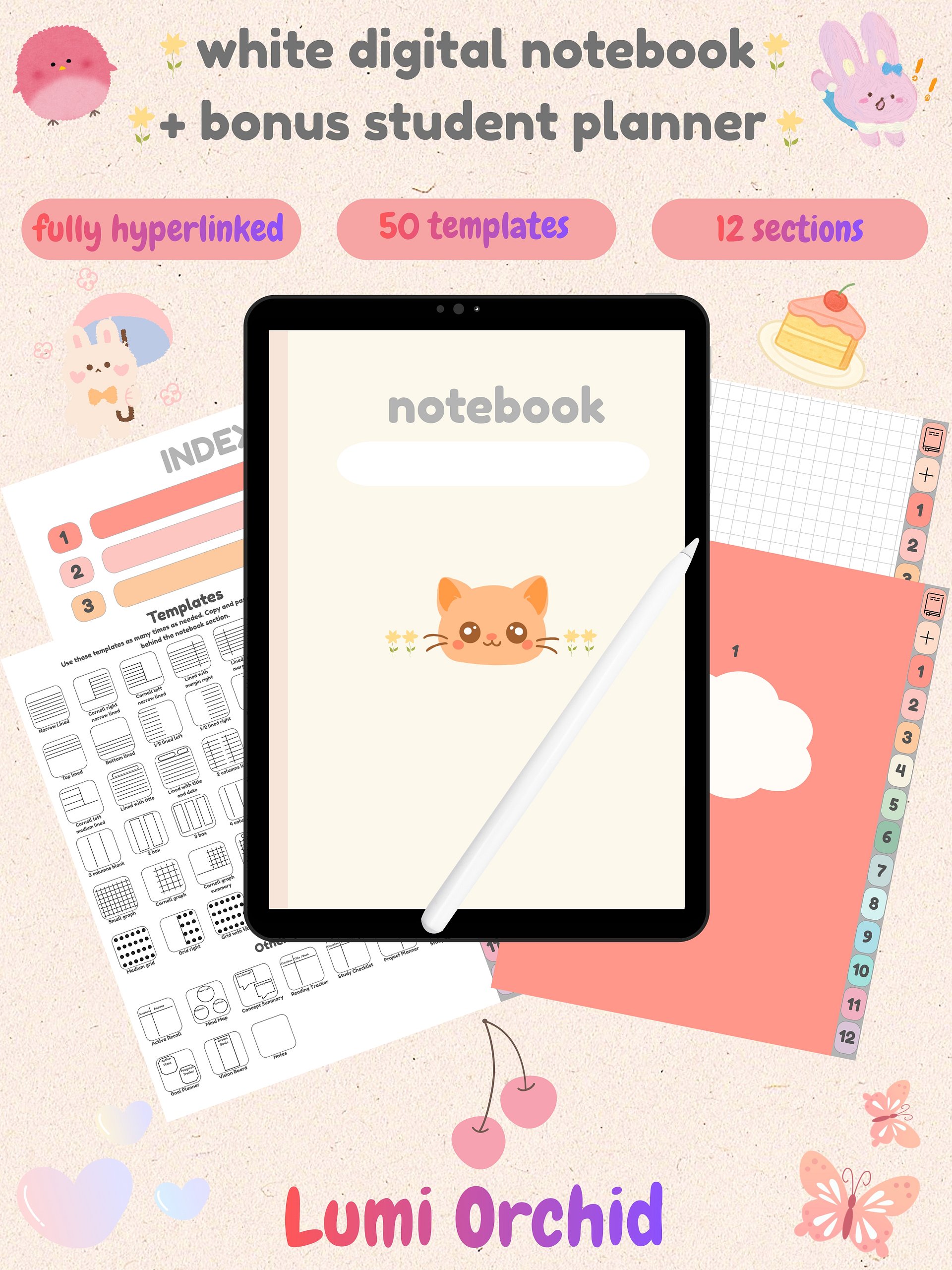 White Digital Notebook & Bonus Student Planner 🎁 product image (1)