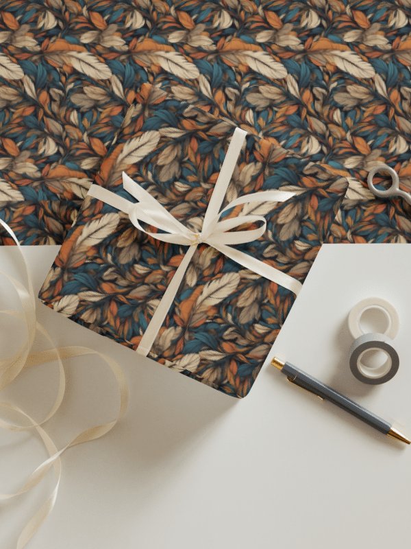 Earthy Leaves and Feathers Wrapping Paper Set product image (2)