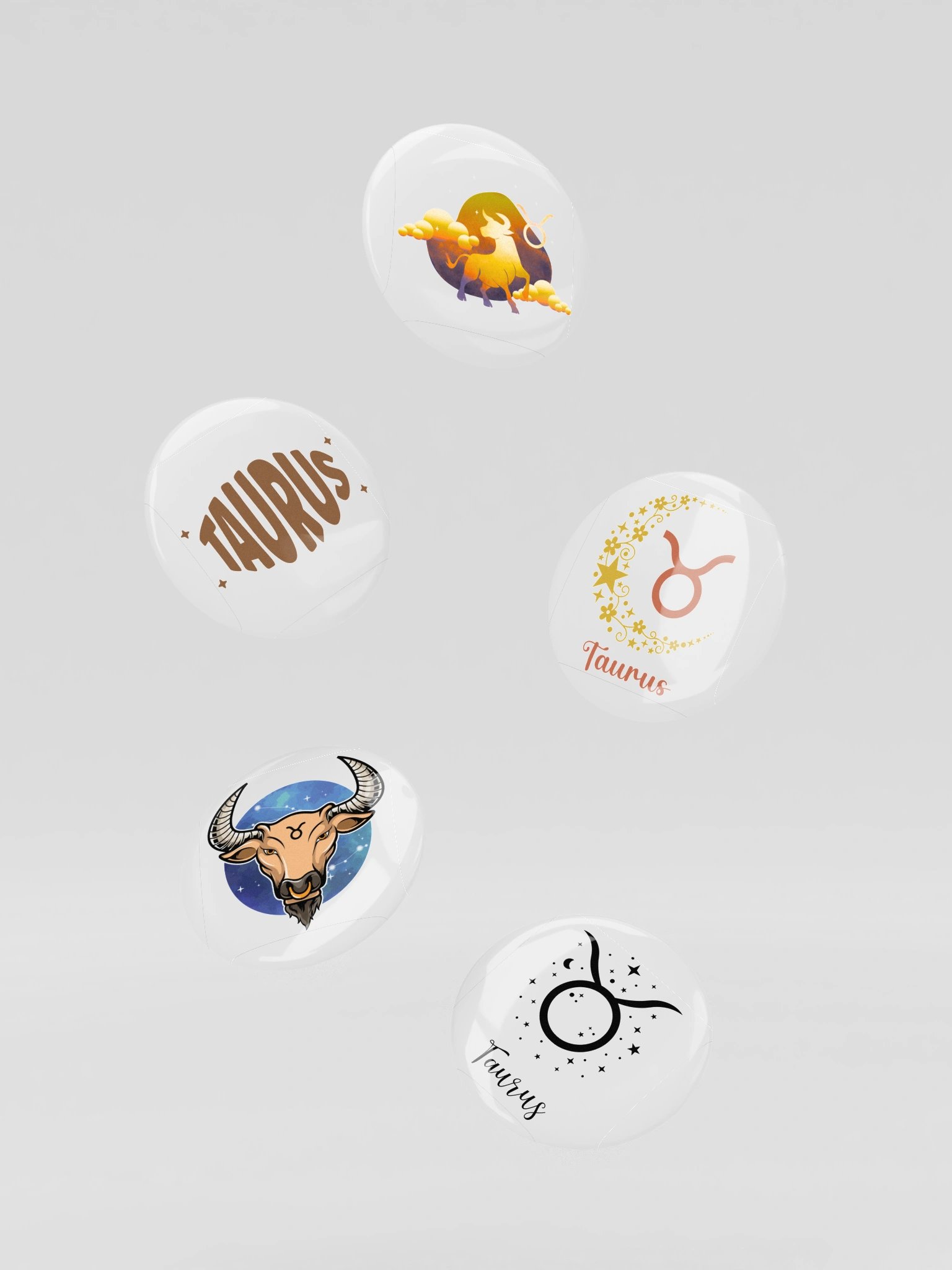 Taurus Zodiac Enamel Pin Set of 5 — Black & White Bull Astrology Pins for Jackets, Bags & Witchy Accessories product image (3)
