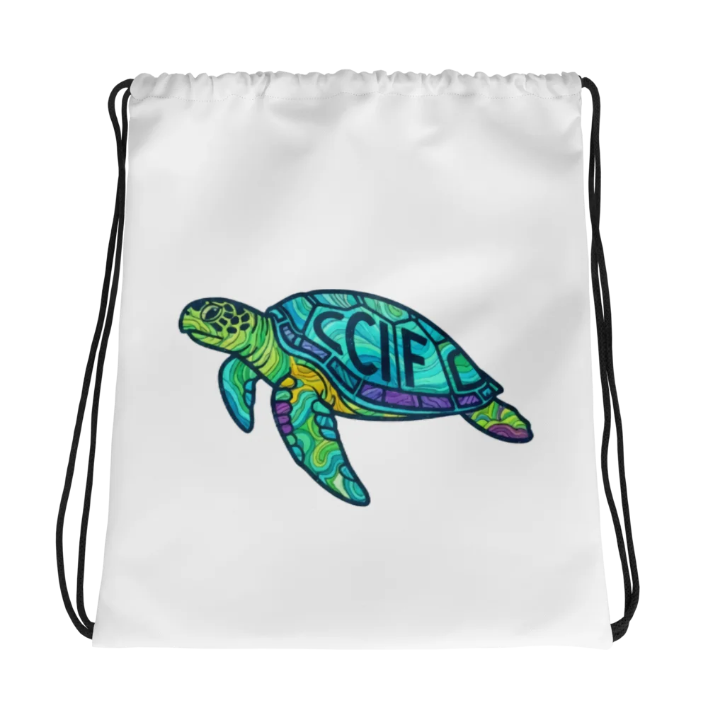 CCIF sea-turtle drawstring bag product image (1)