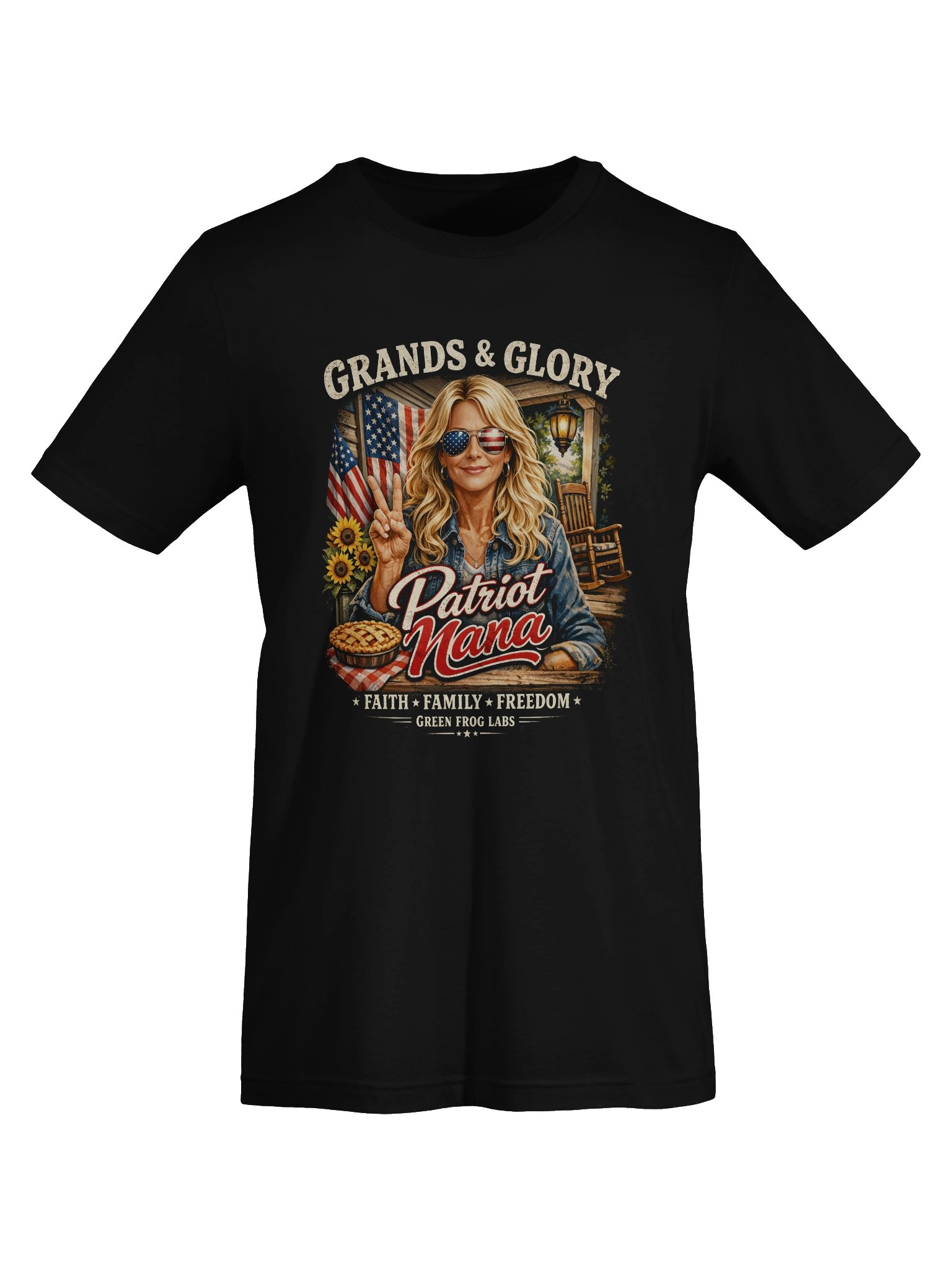 Patriotic Nana T-Shirt - Grands & Glory American Flag Grandma Shirt - Faith Family Freedom 4th of July Gift product image (7)