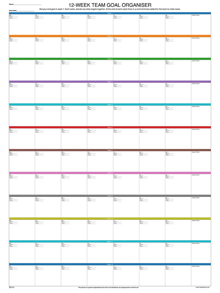 Team Goal Organiser 12 Week product image (1)