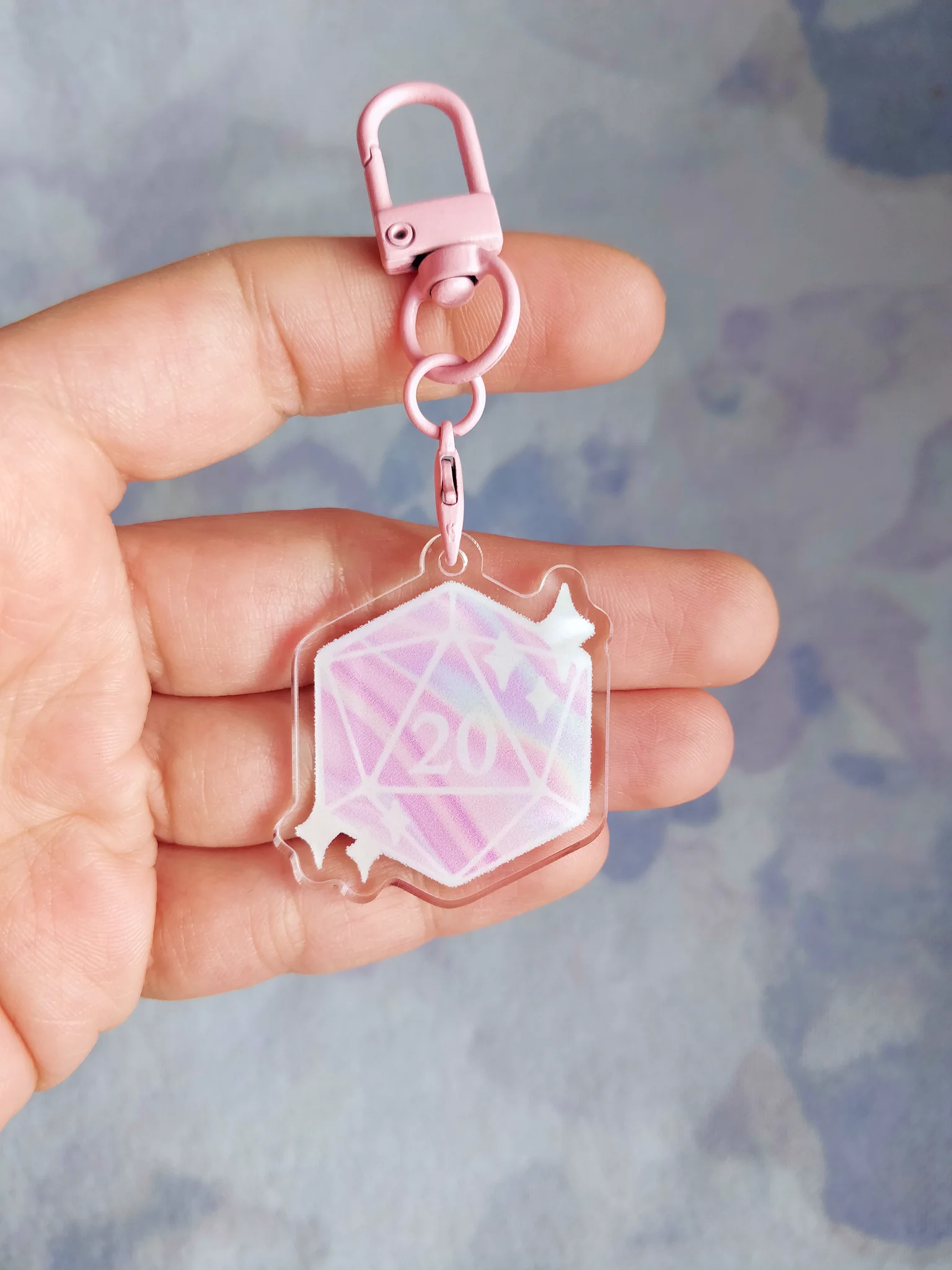 D20 Keychain - Pink Marble product image (1)