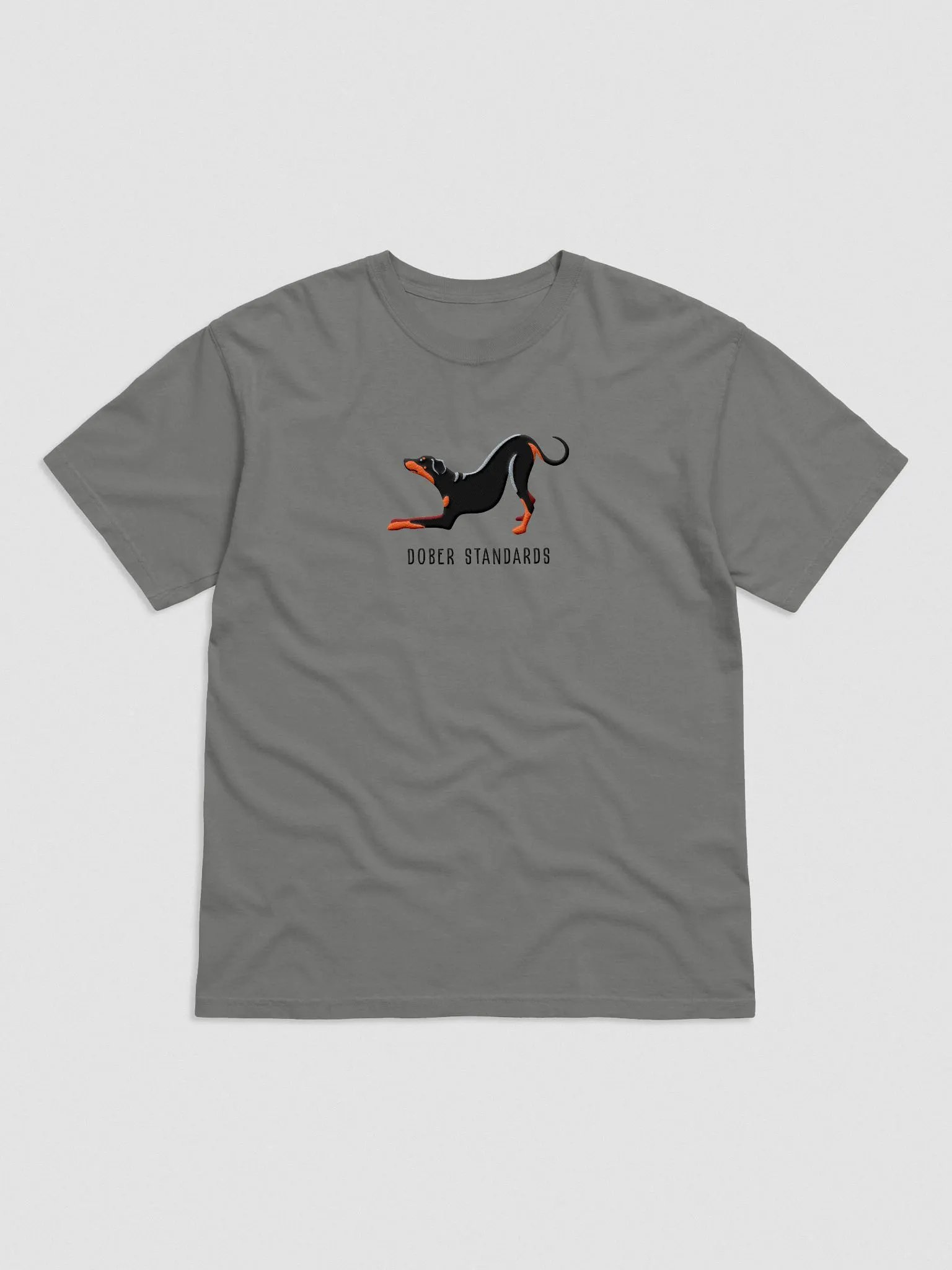 Dober Standards T-Shirt(Embroidered) of a Doberman Pinscher(Full Tail & Ears) product image (4)