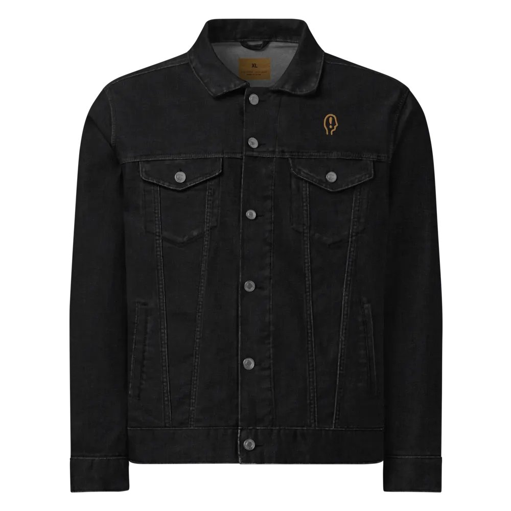 EXCLAIMING MENTALLY (brass) embroidered denim jacket product image (1)