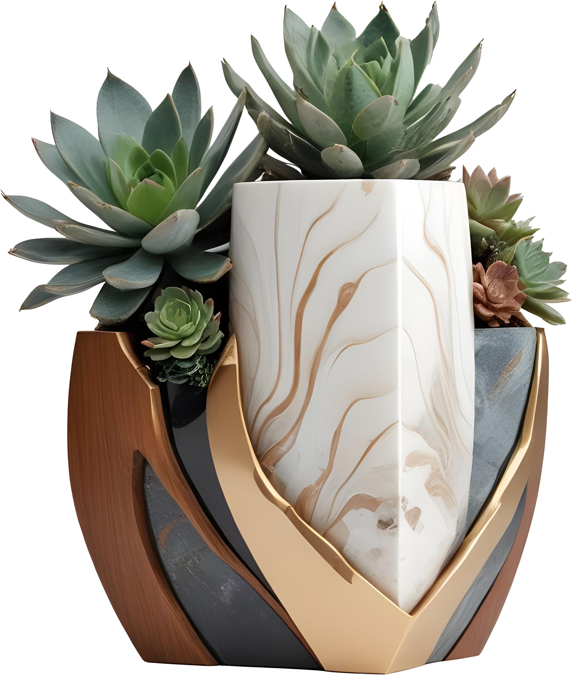 Earthly Symphony – Boho Chic Vase with Plant PNG product image (1)