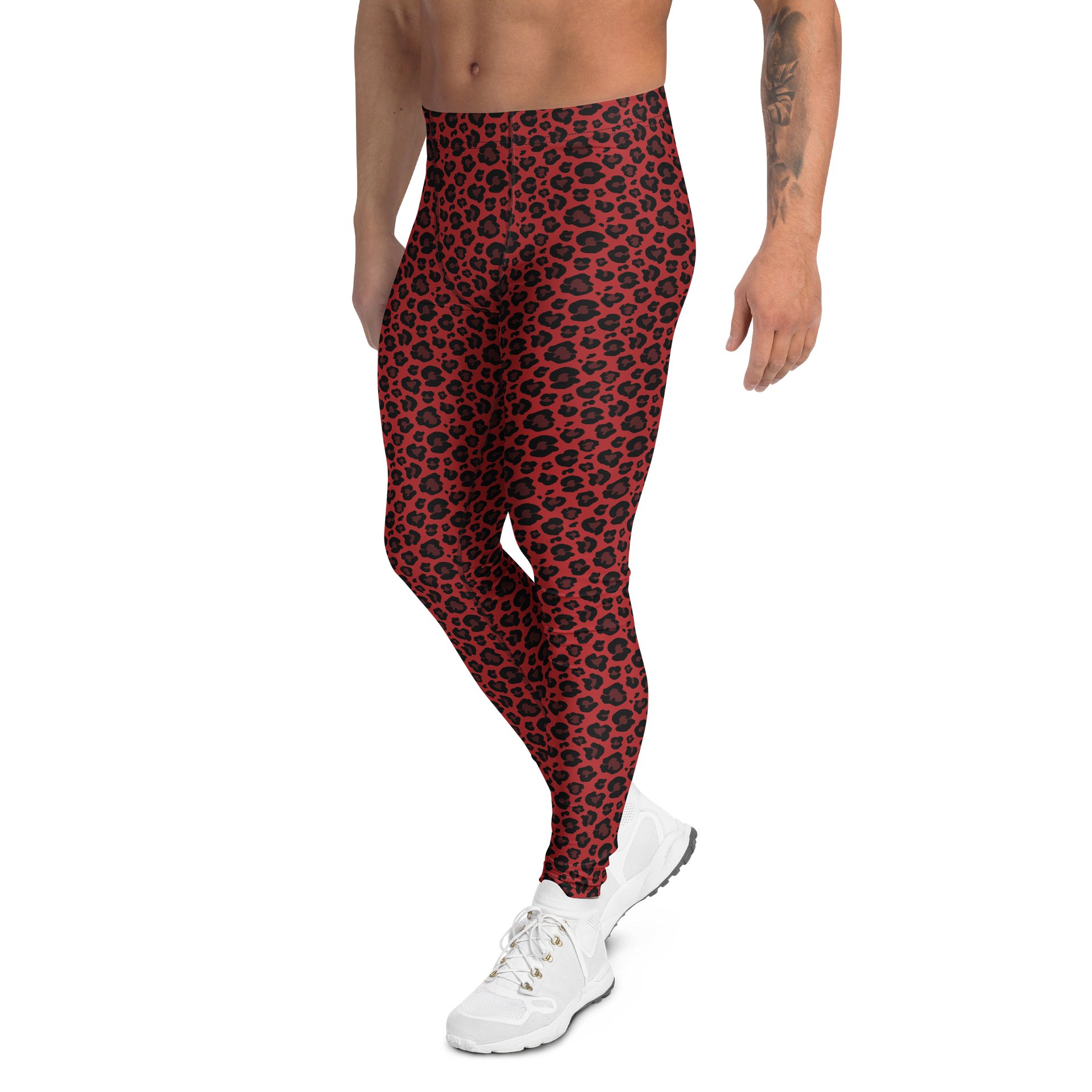Bold Red Leopard Print Men's Leggings product image (4)