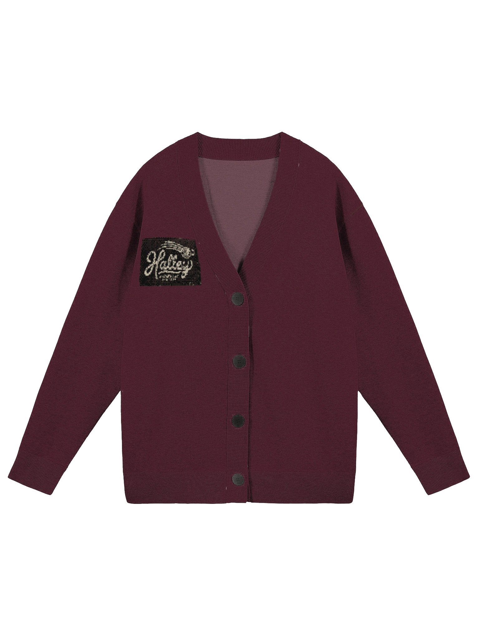 Burgundy Knitted Cardigan Without Pocket product image (2)