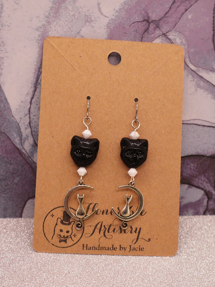 Black Cat Drop Earrings product image (1)