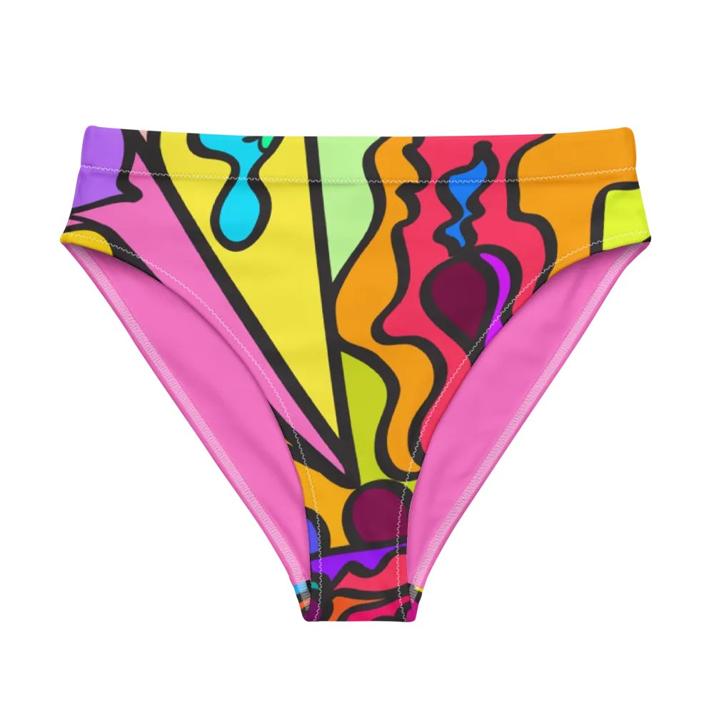 Vibrant Energy High-Waisted Bikini Bottoms - Wave at Sunset product image (1)
