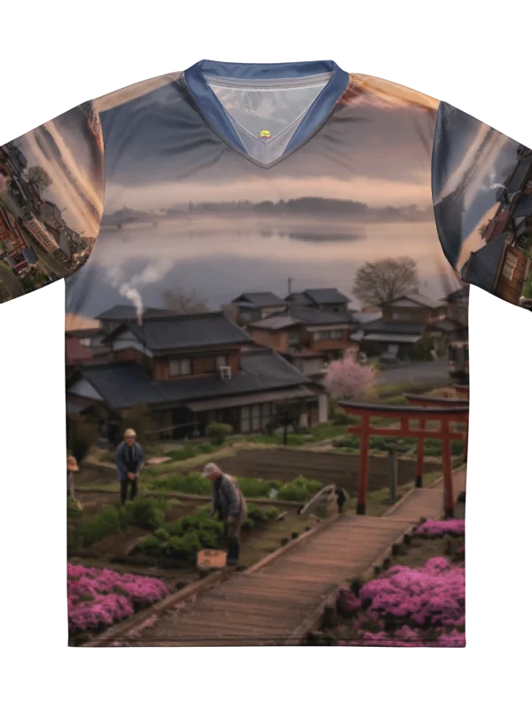 Mount Fuji Village Pink Moss Recycled Unisex Sports Jersey product image (1)